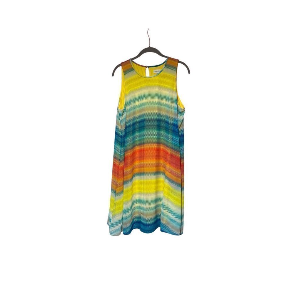 Calvin Klein women’s delicate chiffon a line summer flattering dress size 12